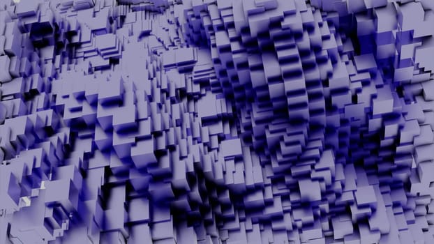 Cube particules abstract background, rippling fast 3D texture. Design. Abstract cube waves in endless motion