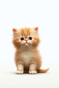 An adorable kitten isolated on white, looking at the camera - generative AI