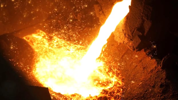 Liquid metal from blast furnace. Liquid iron from ladle in the steelworks.