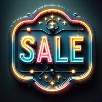 sale banner concept. colorful neon background. Generative AI.