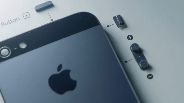Disassembly of iPhone 5s.Action. The phone model of which is disassembled for spare parts by changing parts and switches. High quality 4k footage