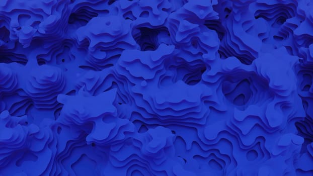 3D landscape layers. Design. Animation of moving layers of topographic surface. Multiple layers in topographic surface.