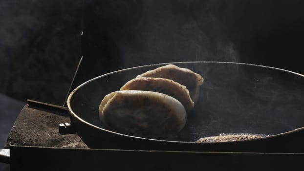 Frying pies or cutlets. Creative. Beautiful cooking process.