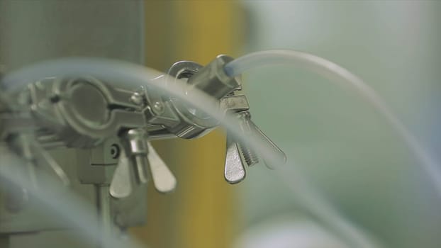 Pharmaceutical technology equipment facility for water preparation, cleaning and treatment at pharmacy plant. pharmaceutical factory equipment mixing tank on production line in pharmacy industry manufacture factory