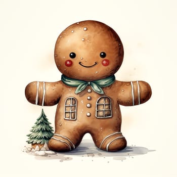 Funny Christmas Gingerbread Clipart is a great choice for creating cards, invitations, party supplies and decorations. AI generated.