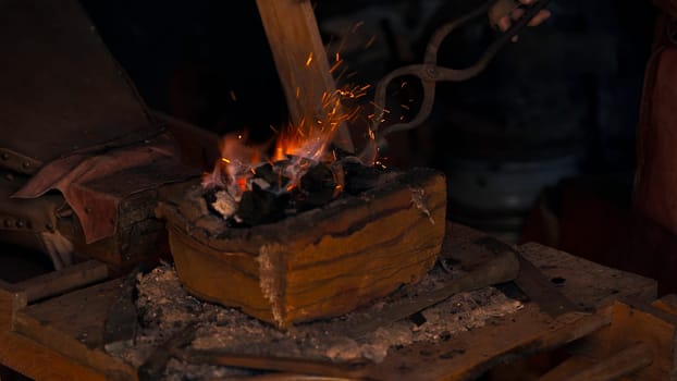 A heated boiler for working with forging iron. Media. A burning and warming boiler to aid the deformation of iron. High quality 4k footage