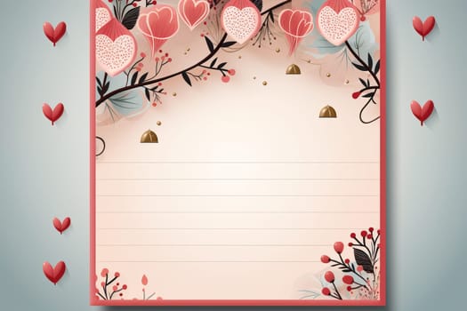 empty frame paper space blank with Valentine's Theme background, festival Valentines day, generative ai