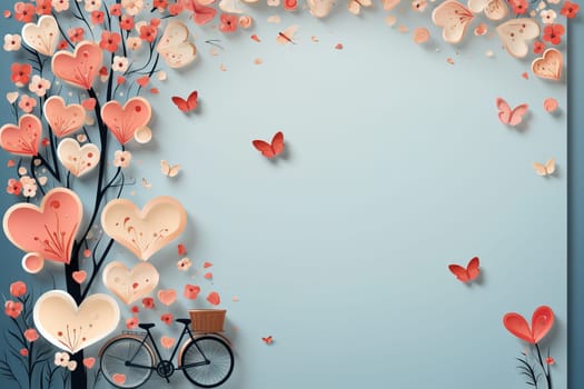 empty frame paper space blank with Valentine's Theme background, festival Valentines day, generative ai