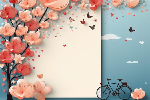 empty frame paper space blank with Valentine's Theme background, festival Valentines day, generative ai