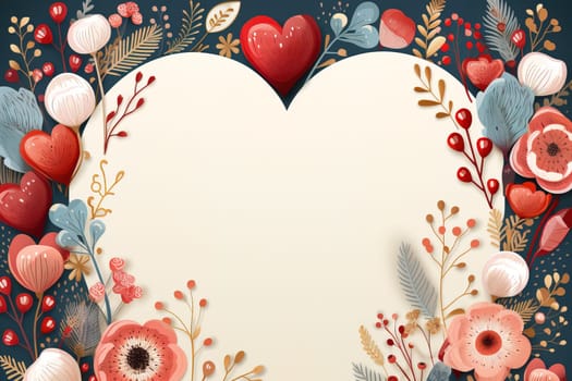 empty frame paper space blank with Valentine's Theme background, festival Valentines day, generative ai