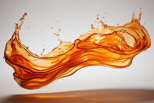 Splash of liquid bronze, amber on a white background.