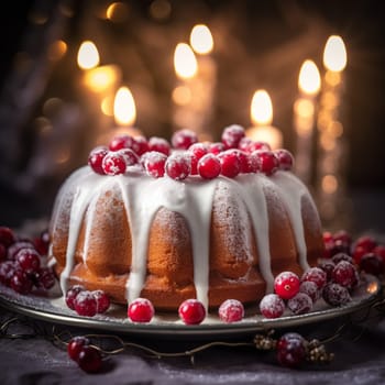 Christmas Pudding in Powdered Sugar. High quality photo
