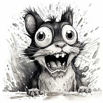 drawing of a frightened squirrel with big eyes. High quality photo