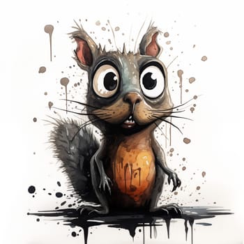 drawing of a frightened squirrel with big eyes. High quality photo