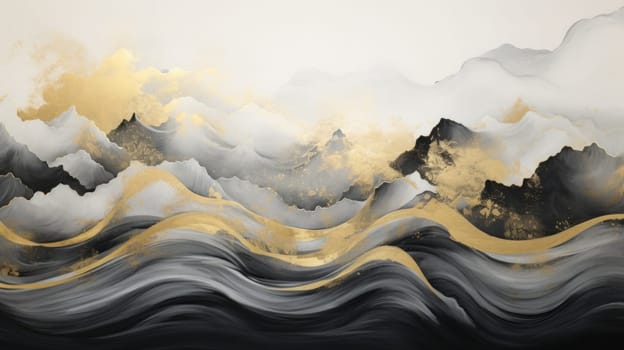 abstract mountains landscape in chinese ink painting style, ai