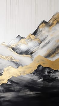 abstract mountains landscape in chinese ink painting style, ai