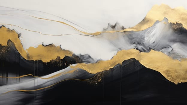 abstract mountains landscape in chinese ink painting style, ai