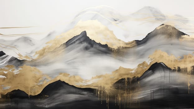 abstract mountains landscape in chinese ink painting style, ai