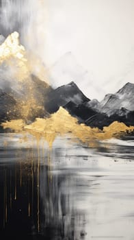 abstract mountains landscape in chinese ink painting style, ai