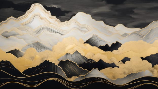 abstract mountains landscape in chinese ink painting style, ai