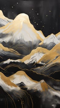 abstract mountains landscape in chinese ink painting style, ai