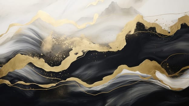 abstract mountains landscape in chinese ink painting style, ai