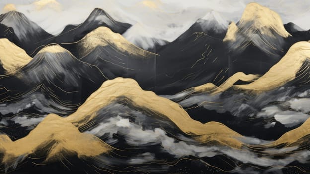 abstract mountains landscape in chinese ink painting style, ai