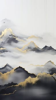 abstract mountains landscape in chinese ink painting style, ai