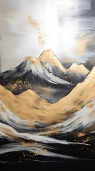 abstract mountains landscape in chinese ink painting style, ai