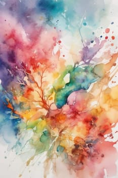 Abstract watercolor background in rainbow colors.