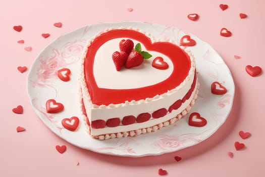 Heart-shaped mousse cake for Valentine's Day