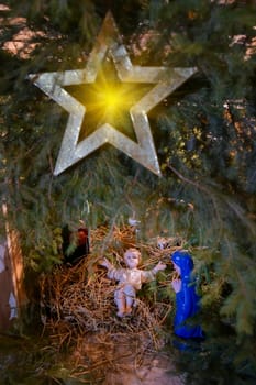 Christmas nativity scene with baby Jesus