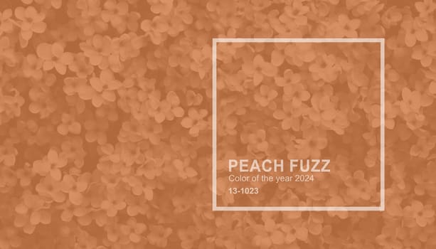 Peach fuzz color flower wall. Color of the year 2024. High quality photo