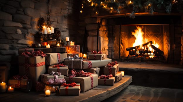 A sparkling tree stands tall, adorned with twinkling lights and shimmering ornaments, creating a warm and festive atmosphere indoors as presents await to be unwrapped on christmas morning - generative AI