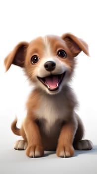 Cute little dog's playful nature shines through as it happily frolics with its tongue out, exuding pure joy and embodying the ultimate definition of man's best friend against white background - generative AI