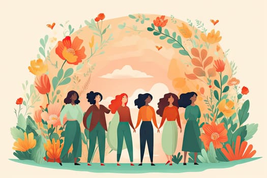 women day many women come together to support each other illustration image.by Generative AI.