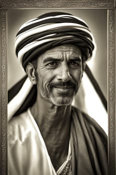 portrait of elderly arab man illustration ai generative art