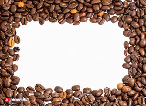 coffee seed frame with white copy space background