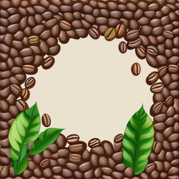 coffee seed and coffee leaf frame with floor copy space background