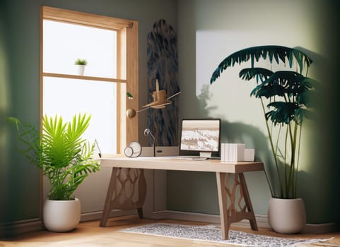 Tropical summer interior room with copy space