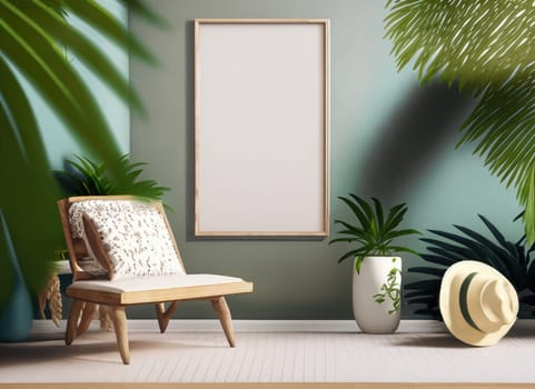 Tropical summer interior room with copy space