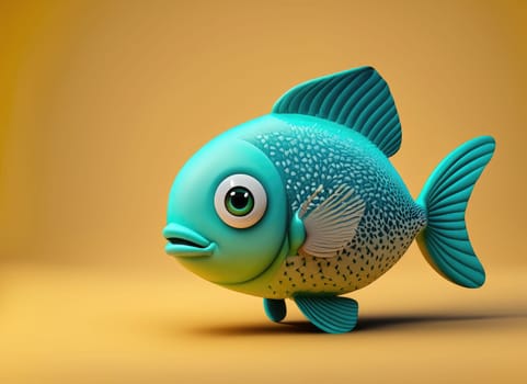 3D Cute cartoon Fish character. 