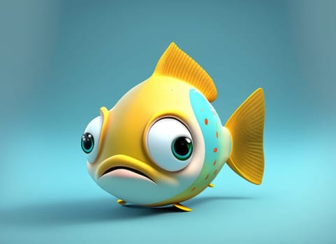 3D Cute cartoon Fish character. 