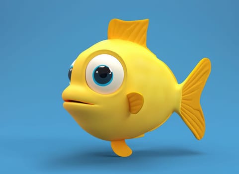 3D Cute cartoon Fish character. 