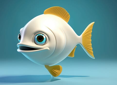 3D Cute cartoon Fish character. 