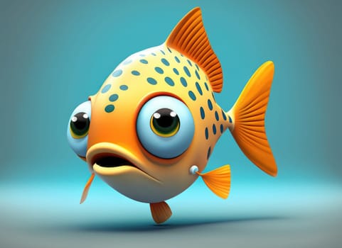 3D Cute cartoon Fish character. 