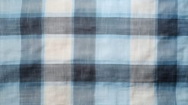 Background made of natural linen fabric in a checkered pattern, blue and natural colors.