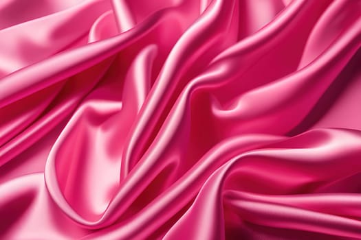 Closeup of rippled pink satin fabric texture background.Smooth elegant pink silk or satin texture can use as background