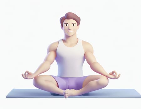 3D Character with fitness yoga, Yoga in standing position, fitness cartoon practice yoga.