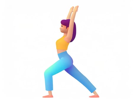 3D Character with fitness yoga, Yoga in standing position, fitness cartoon practice yoga.